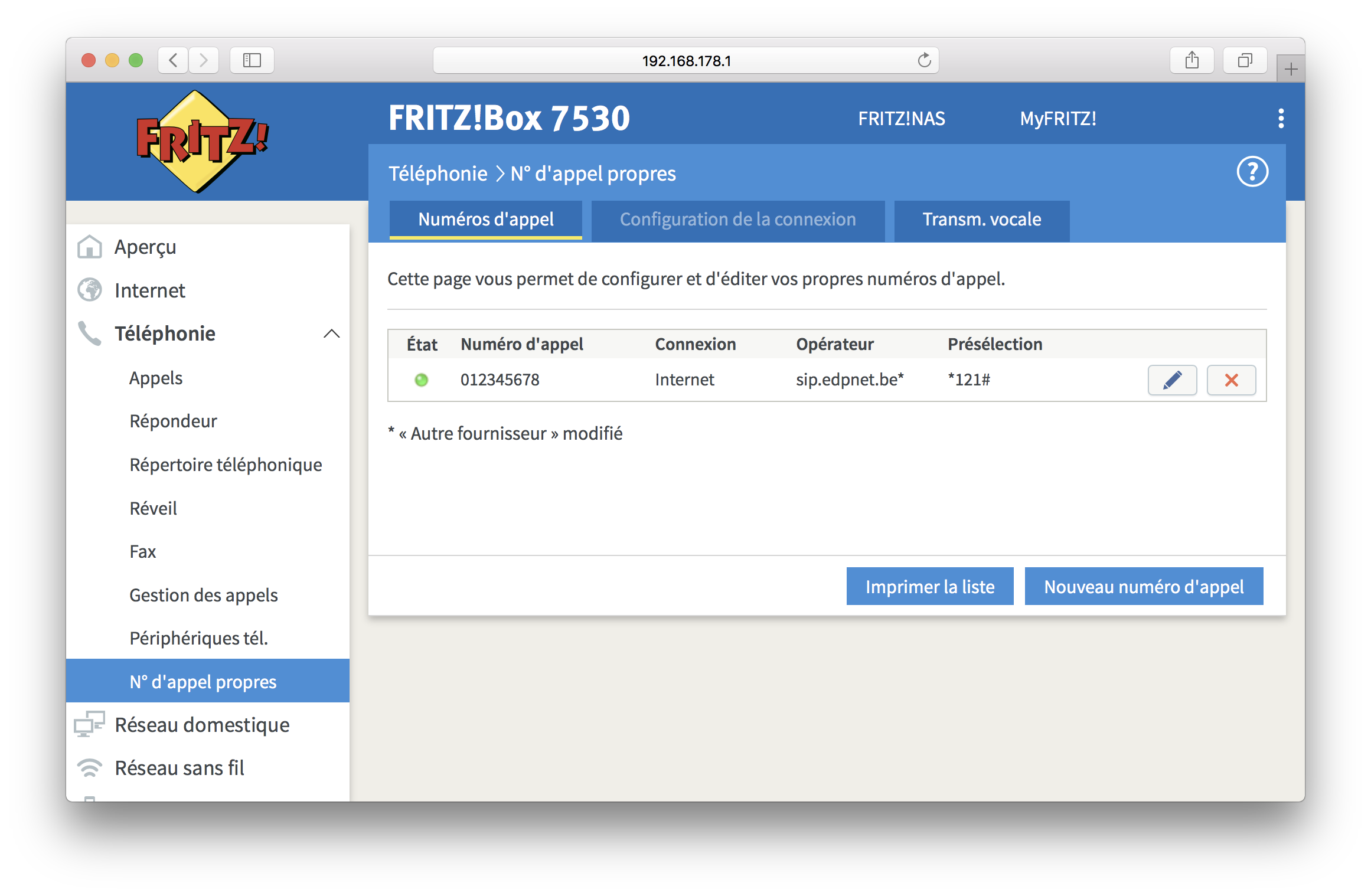 Comment configurer edpnet telephony sur ma FRITZ!Box