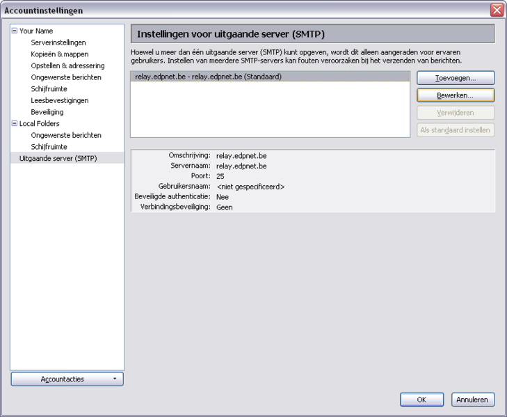 thunderbird smtp settings